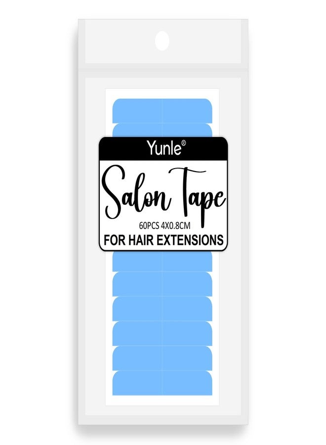 Yunle Hair Extension Tape Replacement Pre-Cut Tape for Extensions 60 PCS Professional Blue 4x0.8CM/1.6x0.3IN - Image 1
